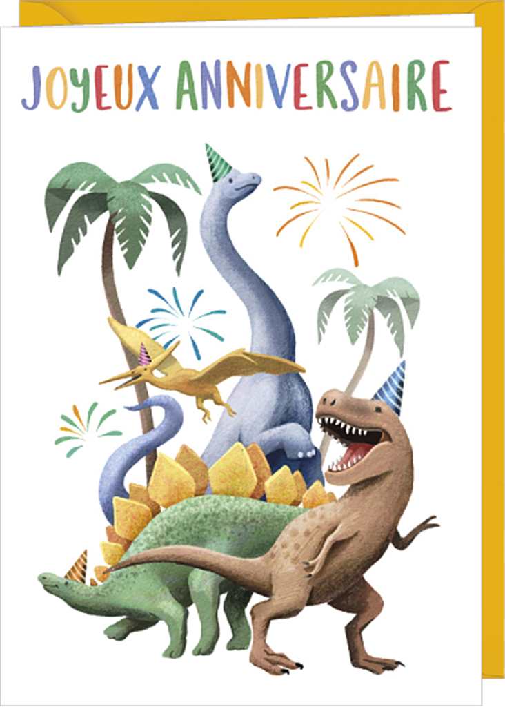 Dino Party French Birthday Card