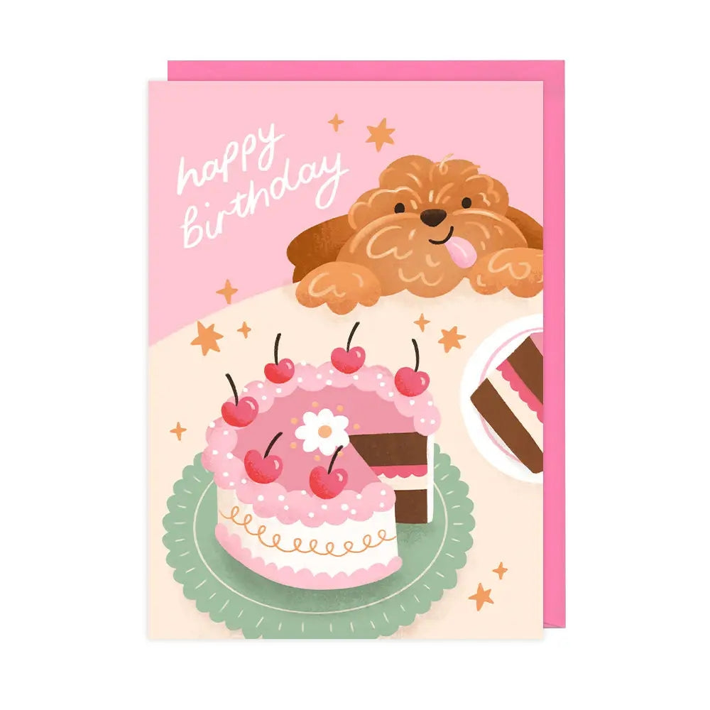 Cockapoo & Cake Birthday Card