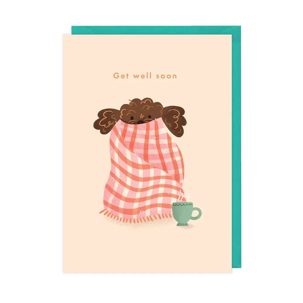 Dog In Blanket Get Well Card