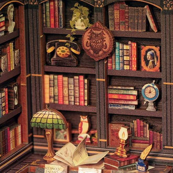 Miniature Diy Kit Book Nook | Owl Bookstore