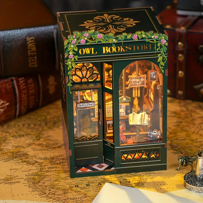 Miniature Diy Kit Book Nook | Owl Bookstore