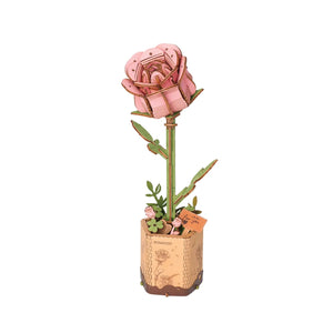 DIY 3D Wooden Flower Puzzle | Pink Rose