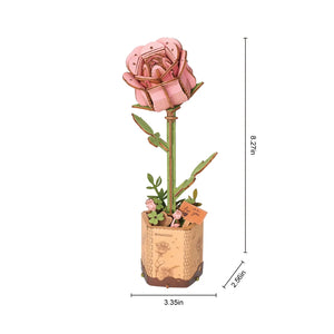 DIY 3D Wooden Flower Puzzle | Pink Rose