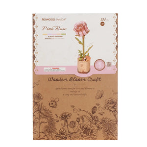 DIY 3D Wooden Flower Puzzle | Pink Rose