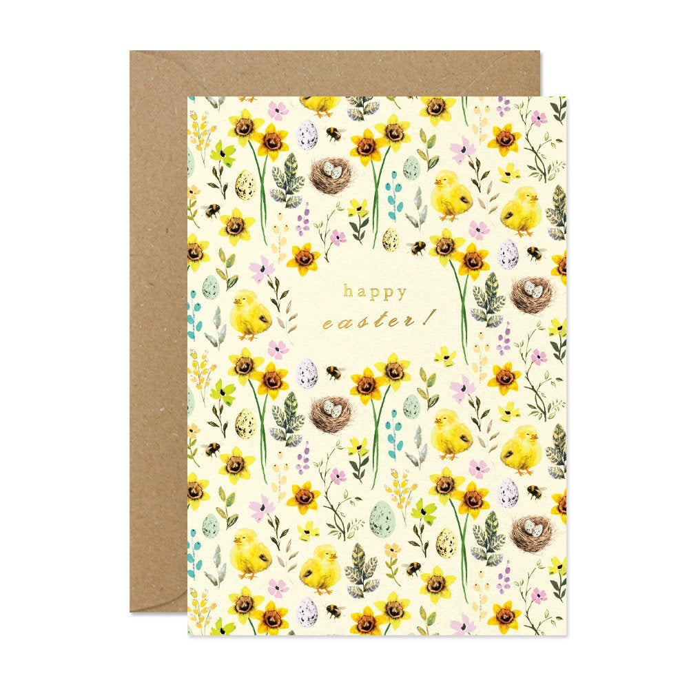 Chicks & Flowers Easter Card