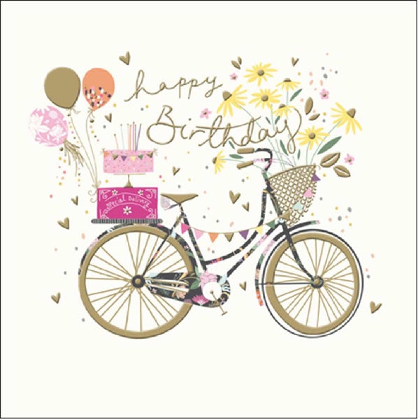 Gold Bicycle Birthday Card