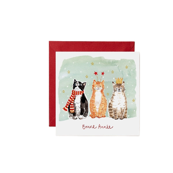 Three Winter Cats Christmas Card