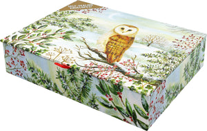 Barn Owl In Winter Deluxe Boxed Holiday Cards | Set of 20