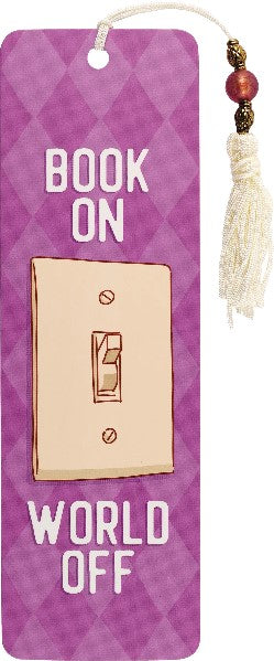 Book On/World Off Beaded Bookmark