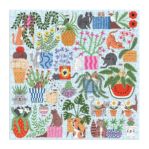 Galison 500 Piece Puzzle | Cats in the Houseplants