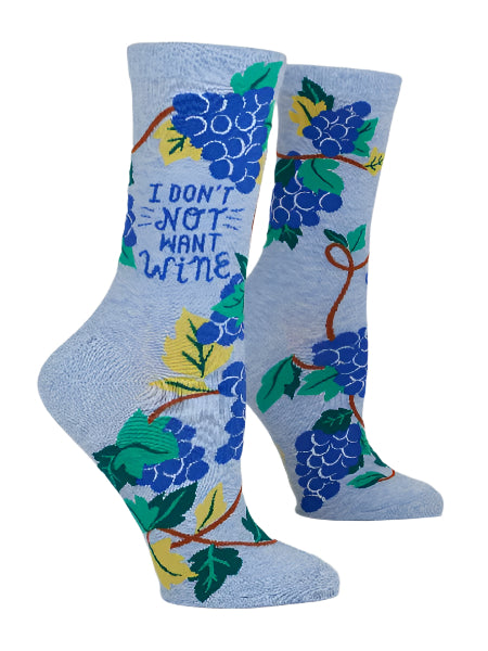 Blue Q Women's Crew Socks | I Don't Not Want Wine