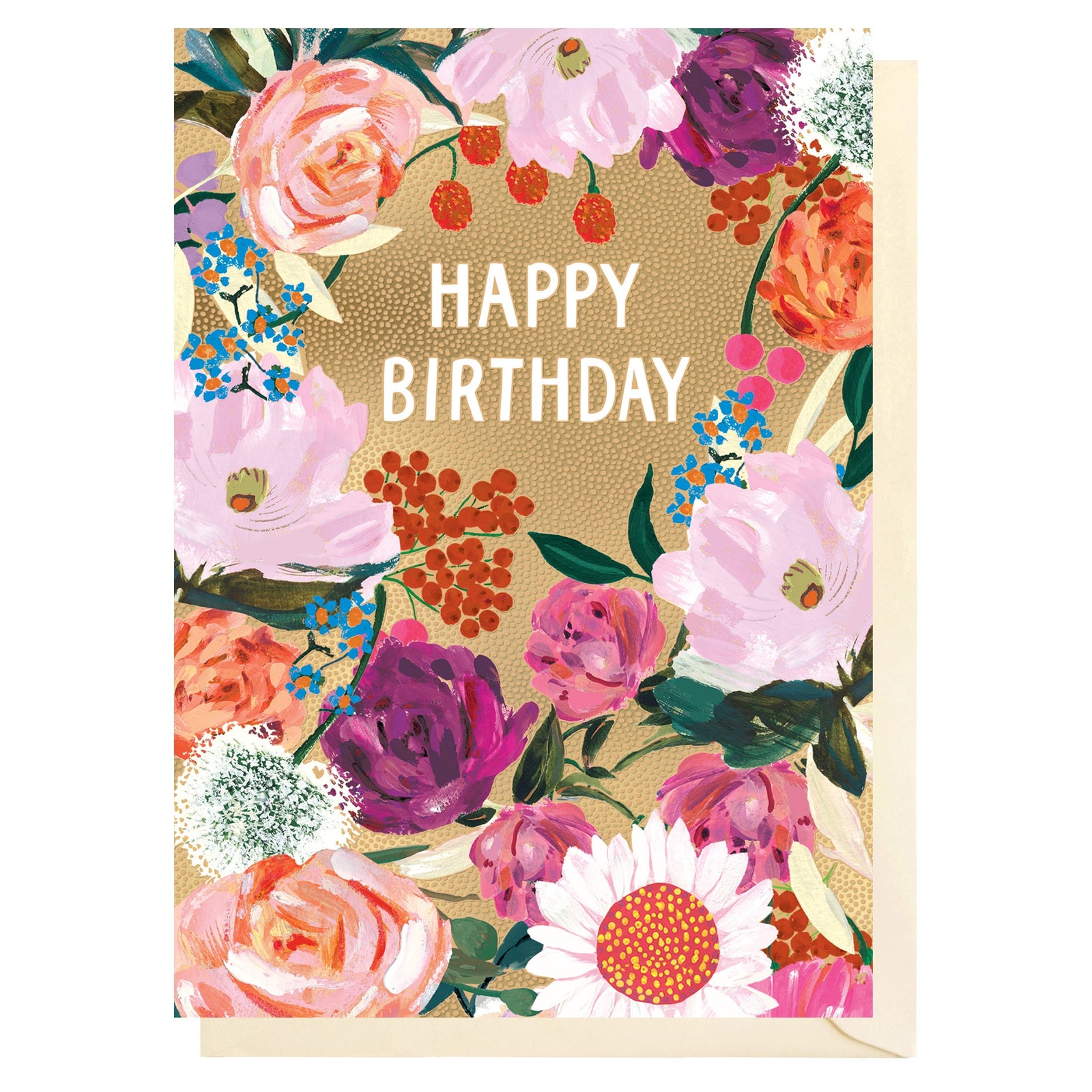 Golden Flowers Birthday Card