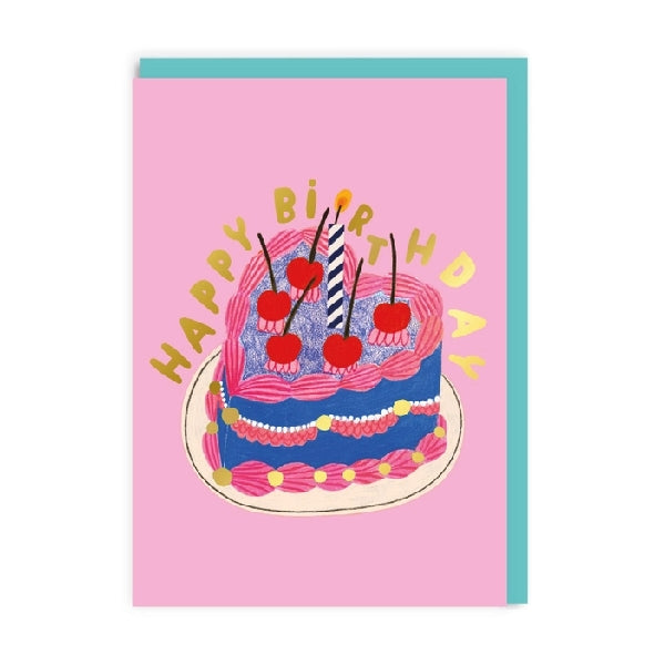 Heart Cake Birthday Card