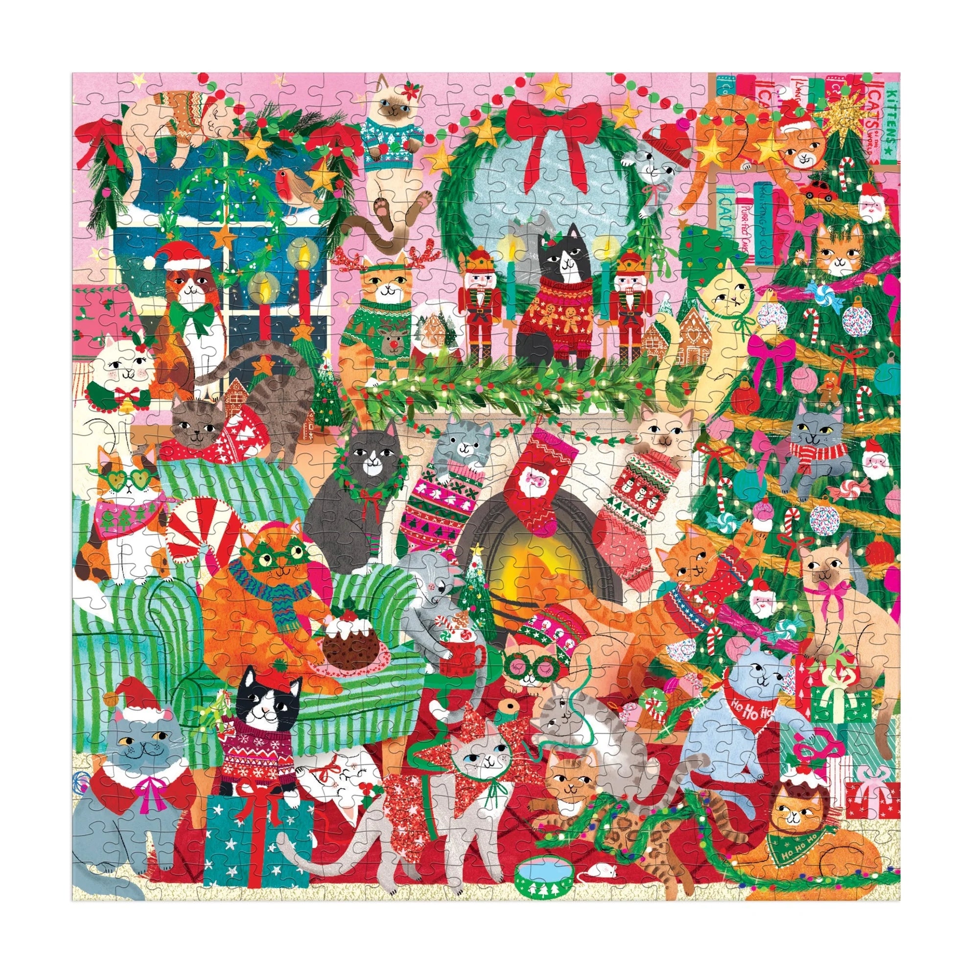 Mudpuppy 500 Piece Holiday Puzzle | Merry Catmas