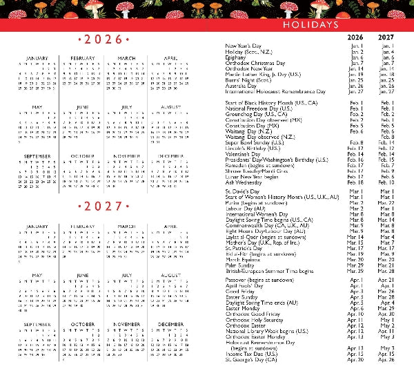Peter Pauper 2026-27 2-Year Pocket Planner | Mushrooms