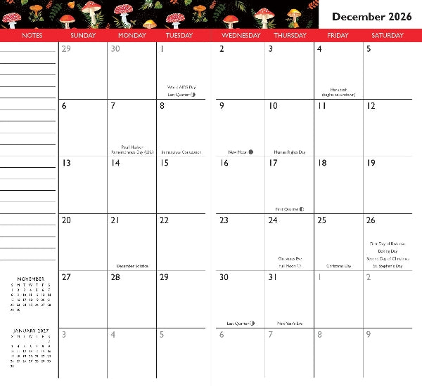 Peter Pauper 2026-27 2-Year Pocket Planner | Mushrooms