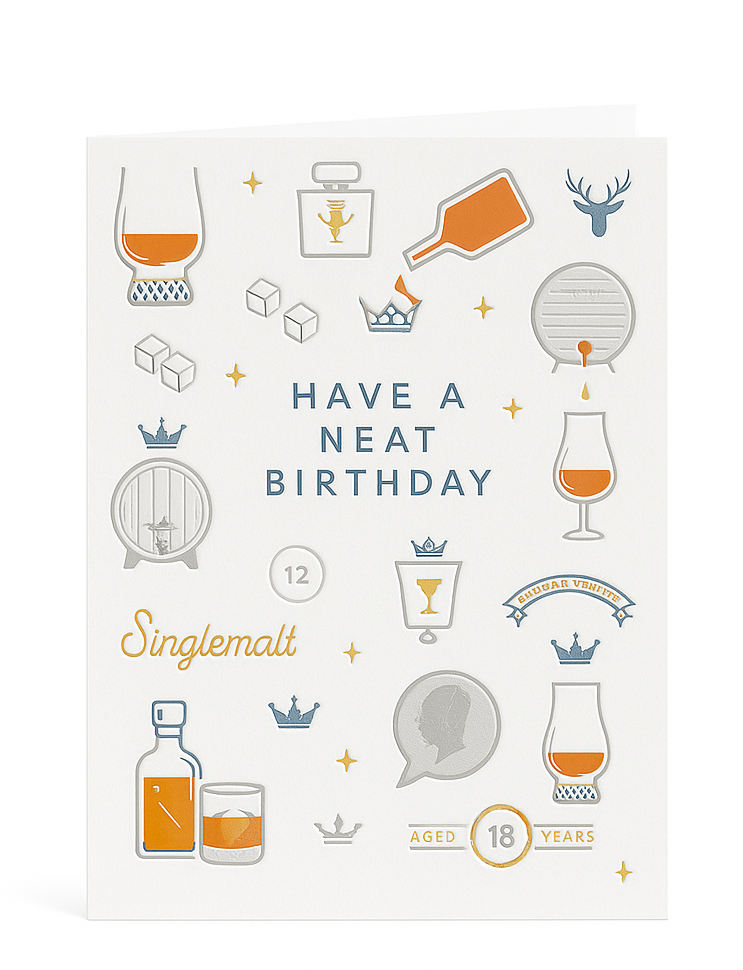 Neat Whisky Birthday Card
