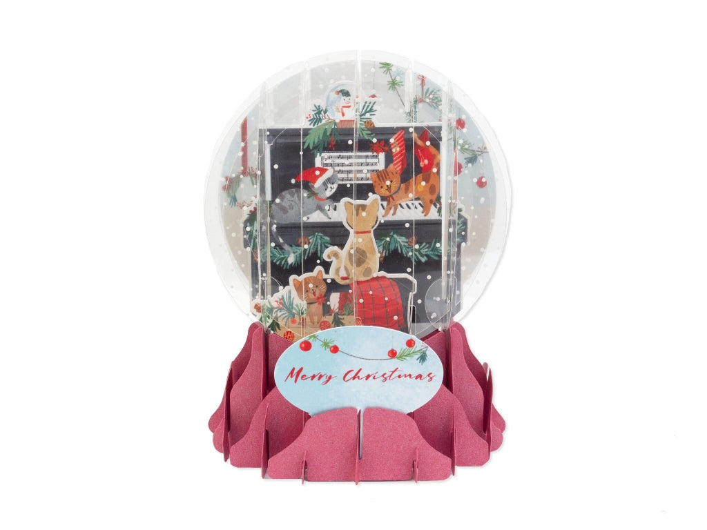 Piano Cats Pop Up Snow Globe Card