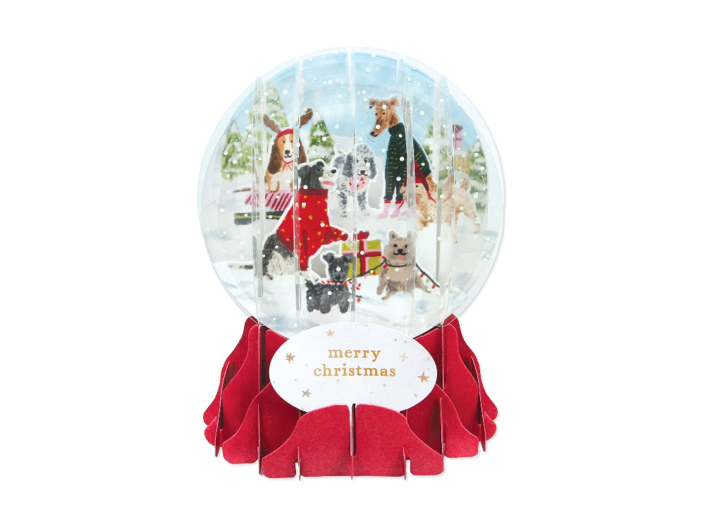 Christmas Pups Pop Up Snow Globe Card
