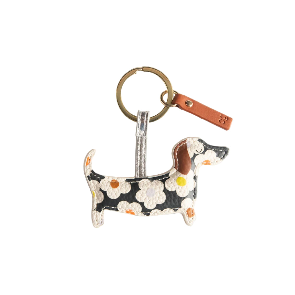 Floral Sausage Dog Keyring
