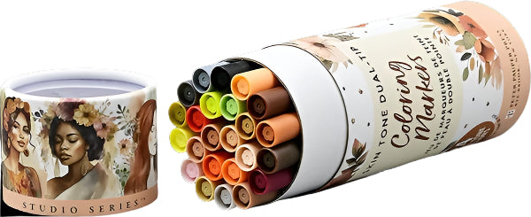 Tube of skin tone coloured markers with visible brand and product details