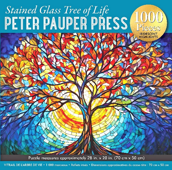 Peter Pauper 1000 Piece Puzzle | Stained Glass Tree of Life