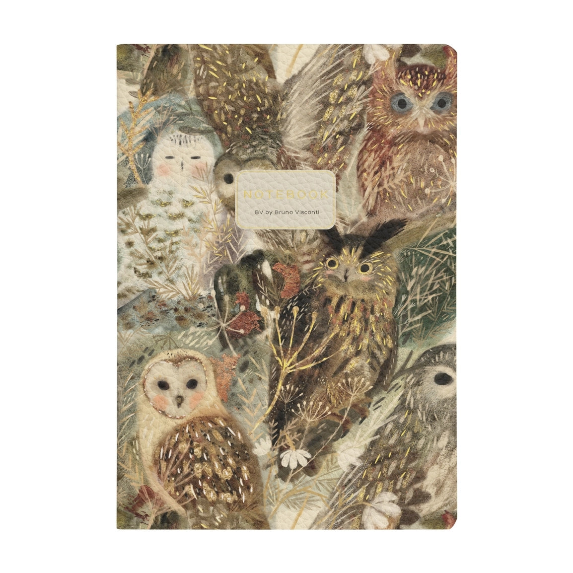 Owls Vegan Leather Lined Notebook