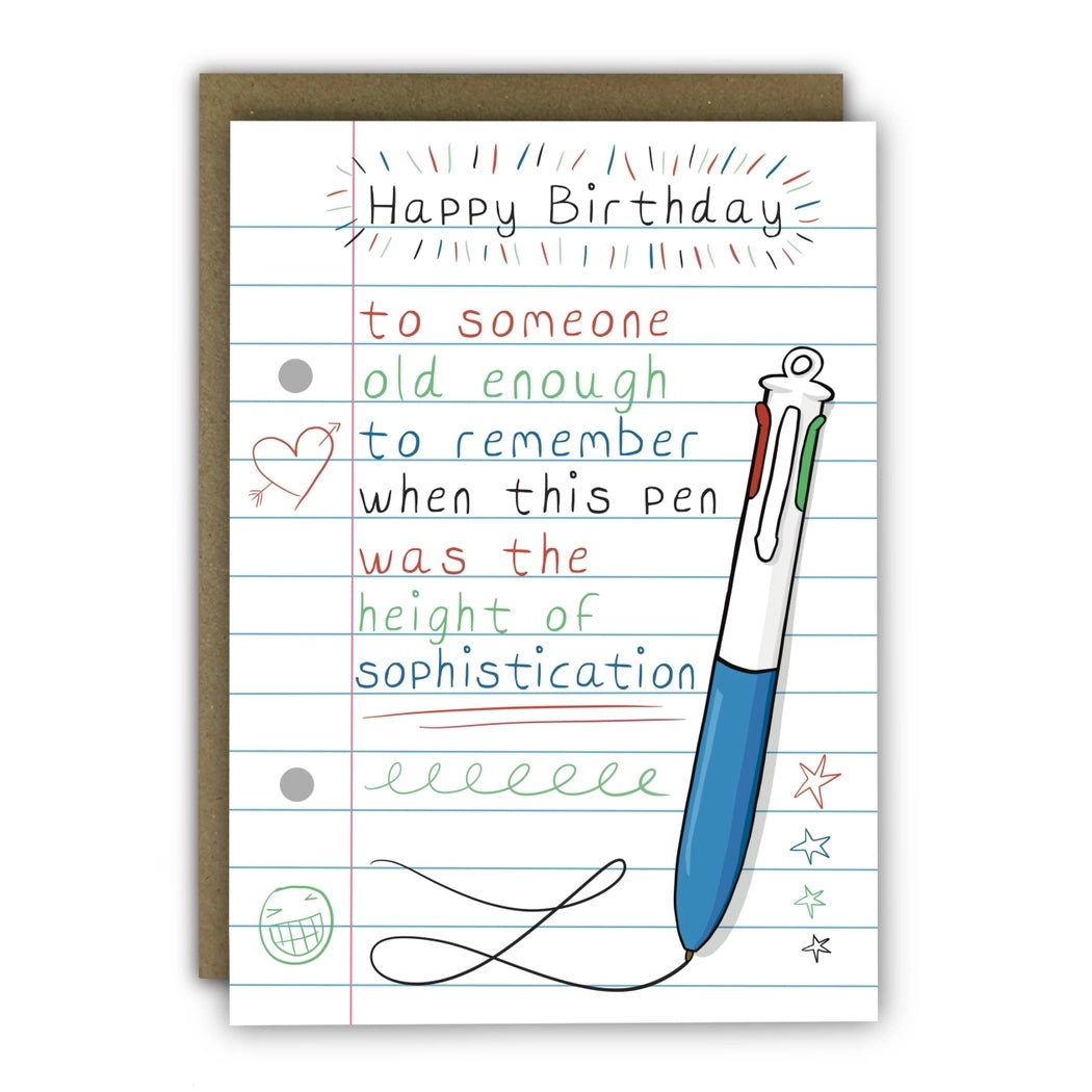 Vintage Pen Birthday Card