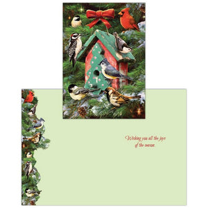 Birdhouse And Pines Boxed Christmas Cards | Set of 16