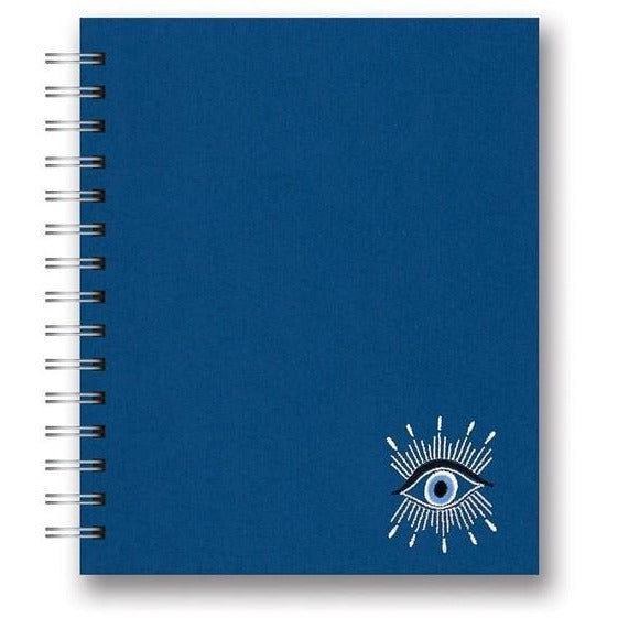 Evil Eye Embroidery Spiral Notebook