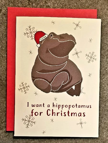 Fiona The Hippo Christmas Card