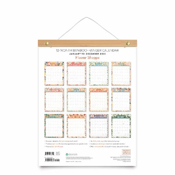 Studio Oh! 2023 12-Month Hanger Calendar | Flower Shoppe