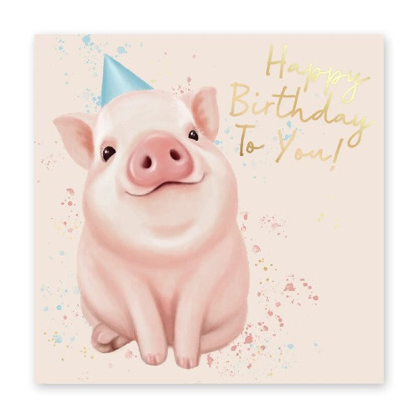 Happy Pig Birthday Card