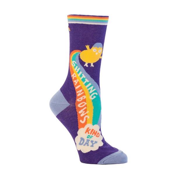 Blue Q Women's Crew Sock Shitting Rainbows Kind Of Day | The Gifted Type