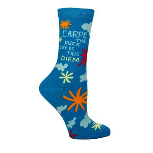 Blue Q Women's Crew Sock Carpe The Fuck Out Of This Diem | The Gifted Type