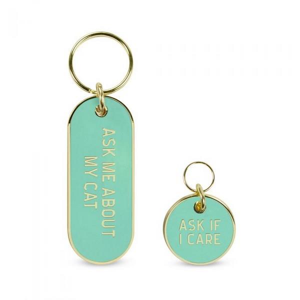 Fred & Friends Keychain Set | Ask Me About My Cat People + Pet Tags