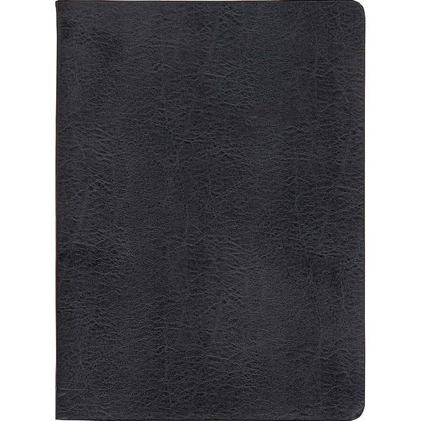 black textured leather notebook