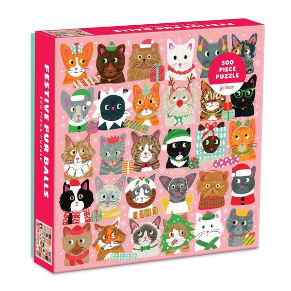 Galison 500 Piece Puzzle | Festive Fur Balls