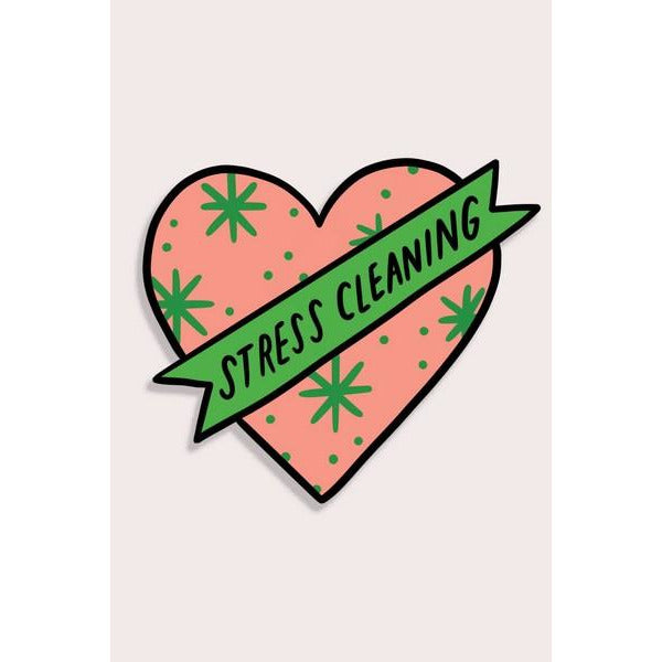 Stress Cleaning Heart Vinyl Sticker