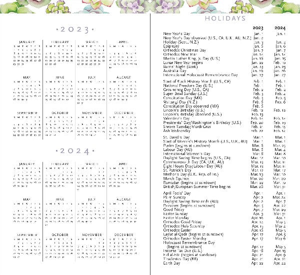 Peter Pauper 2-Year Pocket Planner | 2023-2024 Succulents