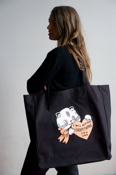 Stay Home Club XL Tote | Destroy Cat